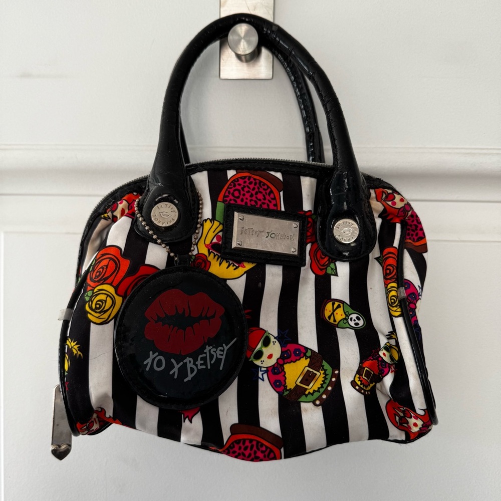 Betsey Johnson Striped Purse with Mirror